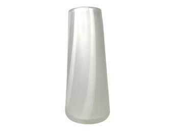 Modern Frosted Murano Glass Vase With White Striping