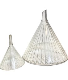 Two Large Glass Laboratory Funnels