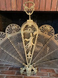 Vintage Brass Peacock Fireplace Fan