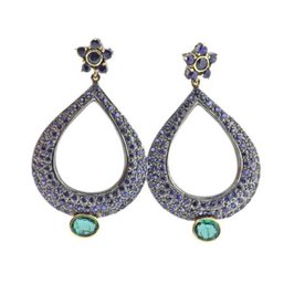 14K Sapphire Emerald Earrings