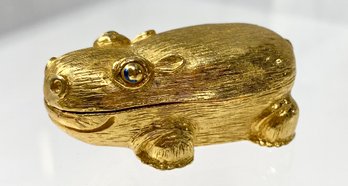 Vintage Gold Hippopotamus Pill Box