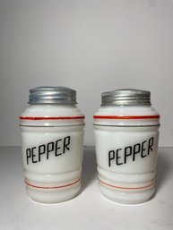 Vintage Milk Glass Pepper Shakers