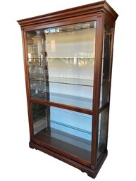Large Mahogany And Glass Vitrine Display Case / Lit From Within