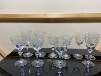 Collection Of Ten Antique Cut Crystal Cocktail Glasses