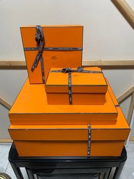 Four Orange Hermes Gift Boxes