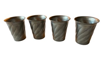 Set Of Four Vintage Pewter Cups