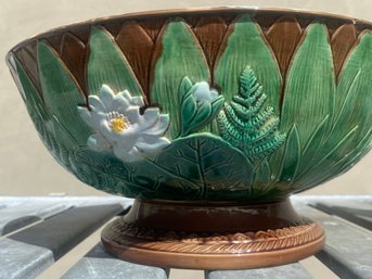 Holdcroft Majolica Pond Lily Punch Bowl