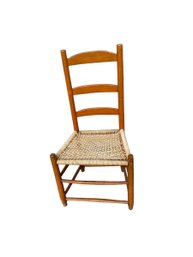 Antique Ladderback Side Chair With Rope Seat