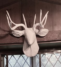 Paper Mache Deer Head With Antlers