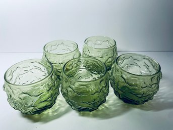 Set Of Five Lido Milano Glasses In Green