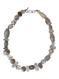 Modern Rock Crystal And Chalcedony Necklace