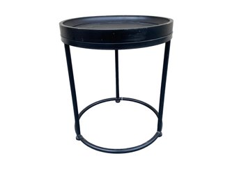 Round Mid Century Style Wood And Metal Side Table