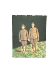 Antique Portrait Of Two WWI Soldiers In Pastel