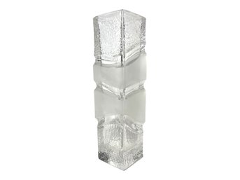 Tall Modern Squared Cut Glass  Vase