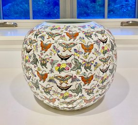 Large Chinese Porcelain Butterfly Pot