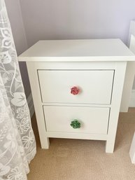 Two Drawer Side Table With Floral Knobs