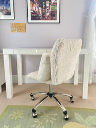 Faux Fur Rolling Chair With Pillow