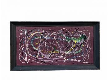 Large Mid-Century Abstract Expressionist Style Painting By Cruz