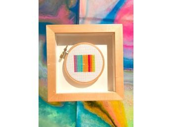 Small Framed Modern Needlepoint Art Piece