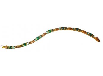 Gold Vermeil Bracelet With Blue And Green Stones