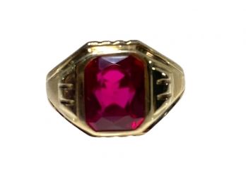 10K Gold Ring With Lab Made Ruby