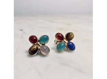Semi-precious Gemstone Scarab Earrings