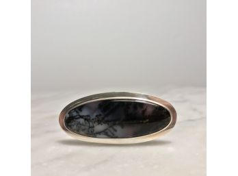 Native American Signed Chipita Sterling Silver And Moss Agate Ring