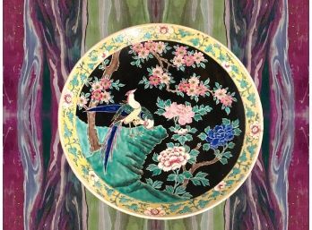 Chinese Qing Dynasty Famille Noir Platter