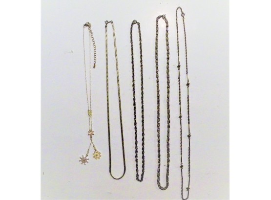 5 Silver Toned Necklaces - Lot 75
