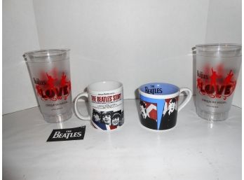 2 Beatles  Coffee Cups And  2 Cirque Du Soleil Glasses