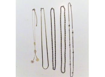 5 Silver Toned Necklaces - Lot 75