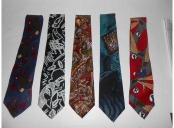 5 Beatle Song Title Ties - Taxman And More - Lot 190