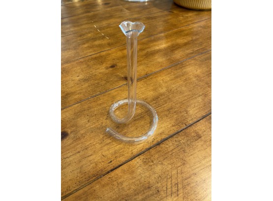 Twisted Tube Clear Art Glass Vase 7 Inches Tall