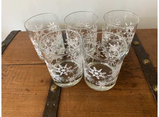 5 Christmas Snowflake Whisky Glasses