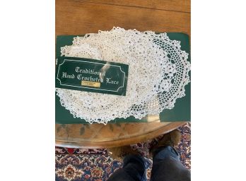 13 Piece Hand Crocheted Lace Luncheon Doilies Set