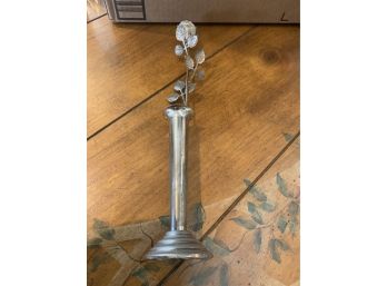 Beautiful Silver Plate Bud Vase And Rose