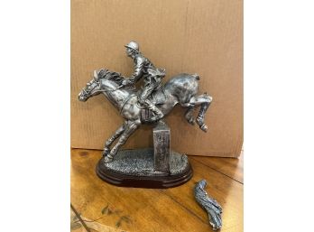 Horse & Rider Jumping Statue