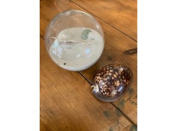 Lot Of Two Sea Shell Items Including Beach In A Ball!