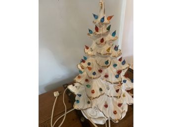 Vintage 17 White And Gold  Ceramic Christmas Tree