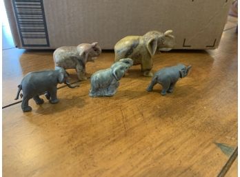 5 Small Elephant Figurines