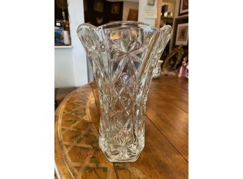 Large Heavy Clear Glass Vase 11 Inches Tall