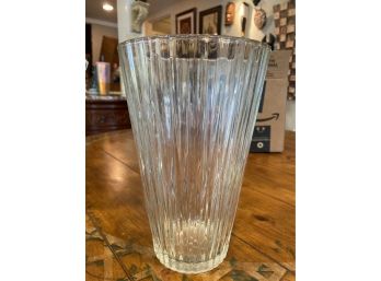 Large Heavy Clear Glass Vase, 10 Inches Tall