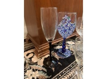 Miscellaneous Grouping Of 8 Glasses Including Etched And Painted Glasses