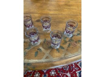 French Grape Vine Decanter Set With 6 Shot Glasses