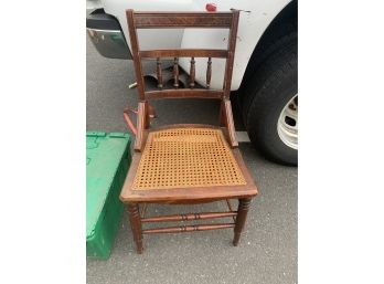 Sturdy Antique Chair With Wicker Seat