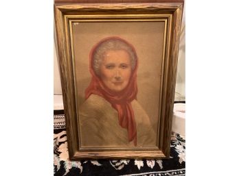 Antique Framed  Oil On Board Portrait Painting Of A Woman Signed By The Artist