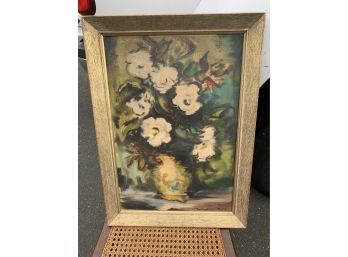 Floral Painting On Canvas Framed And Signed