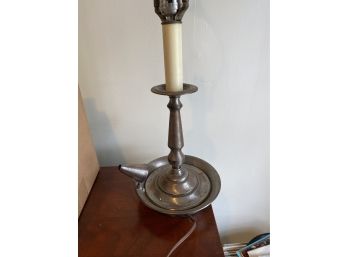 Converted Pewter Lamp Base, 24.5 Inches Tall, Untested