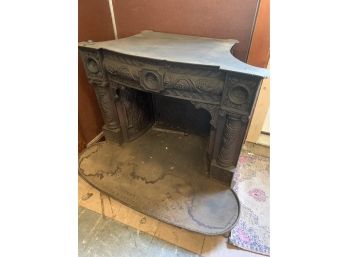 Incredible 19th Century Cast Iron Mayflower Fireplace Insert With Amazing Detail Smith & Anthony CO. Boston