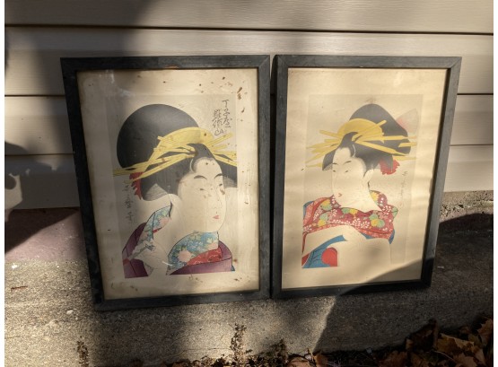 2 Vintage Japanese Prints Of Women